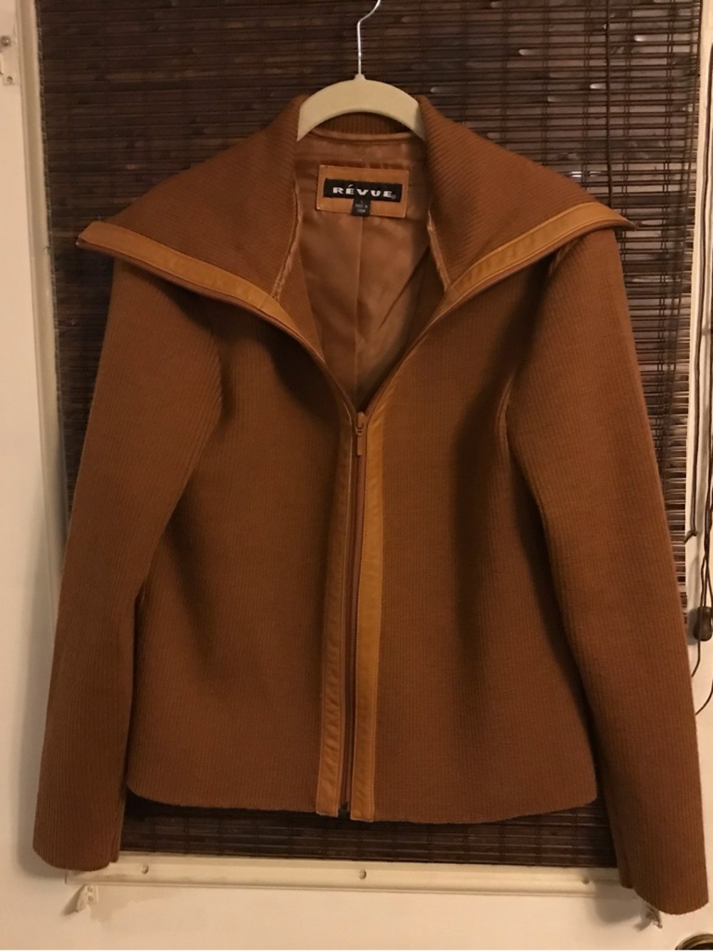 Revue - L, Coco Tan Wool Leather Wool Jacket